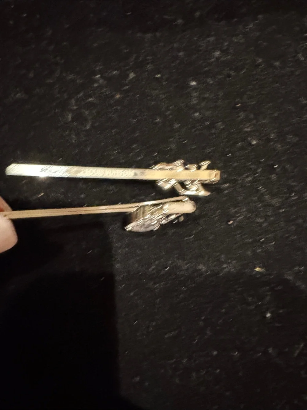 LV Fashion Silver & Bling Heart Hair Pin